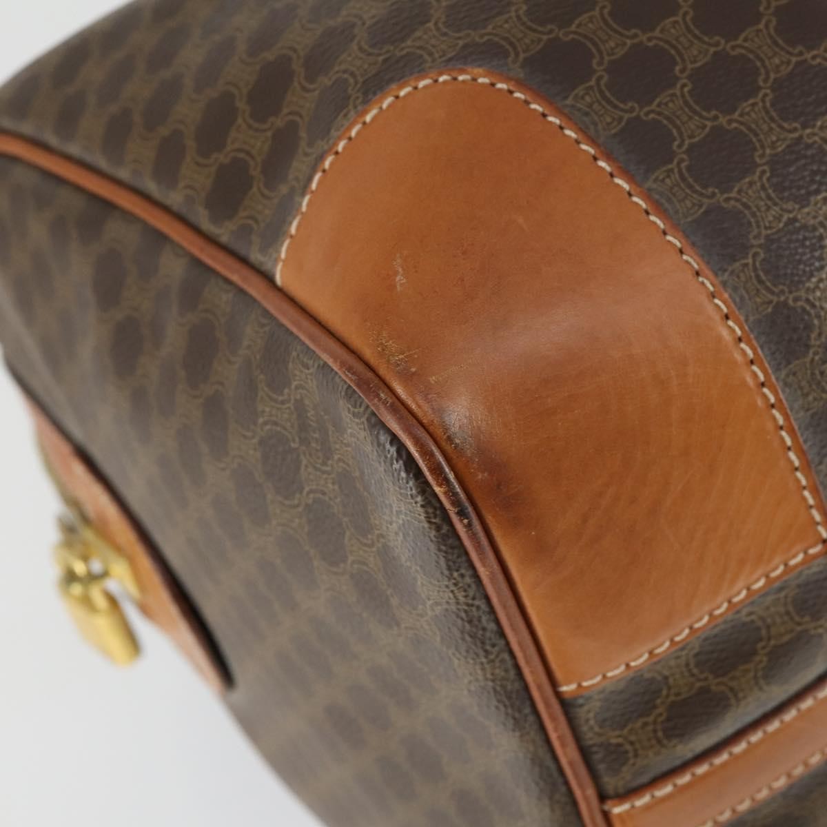 Celine Vintage Duffle Bag Canvas And Leather Brown Canvas Travel Bag Bag (Pre-Owned)