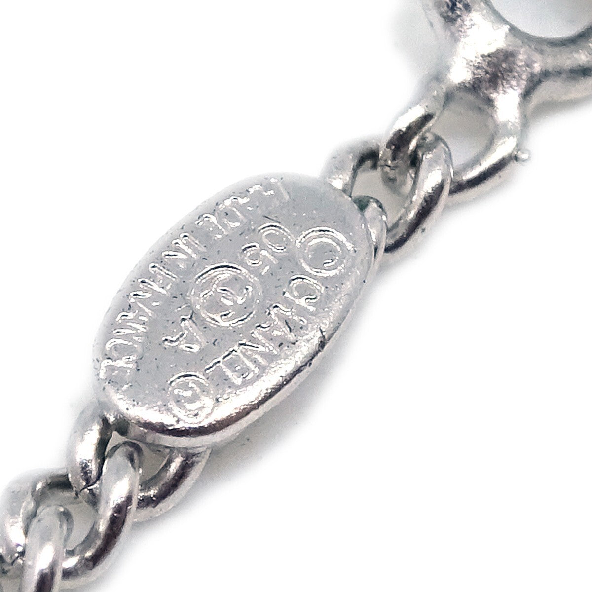 Chanel Cc Logo Pendant Necklace Metal Silver Silver_Plated Necklace Jewelry (Pre-Owned)