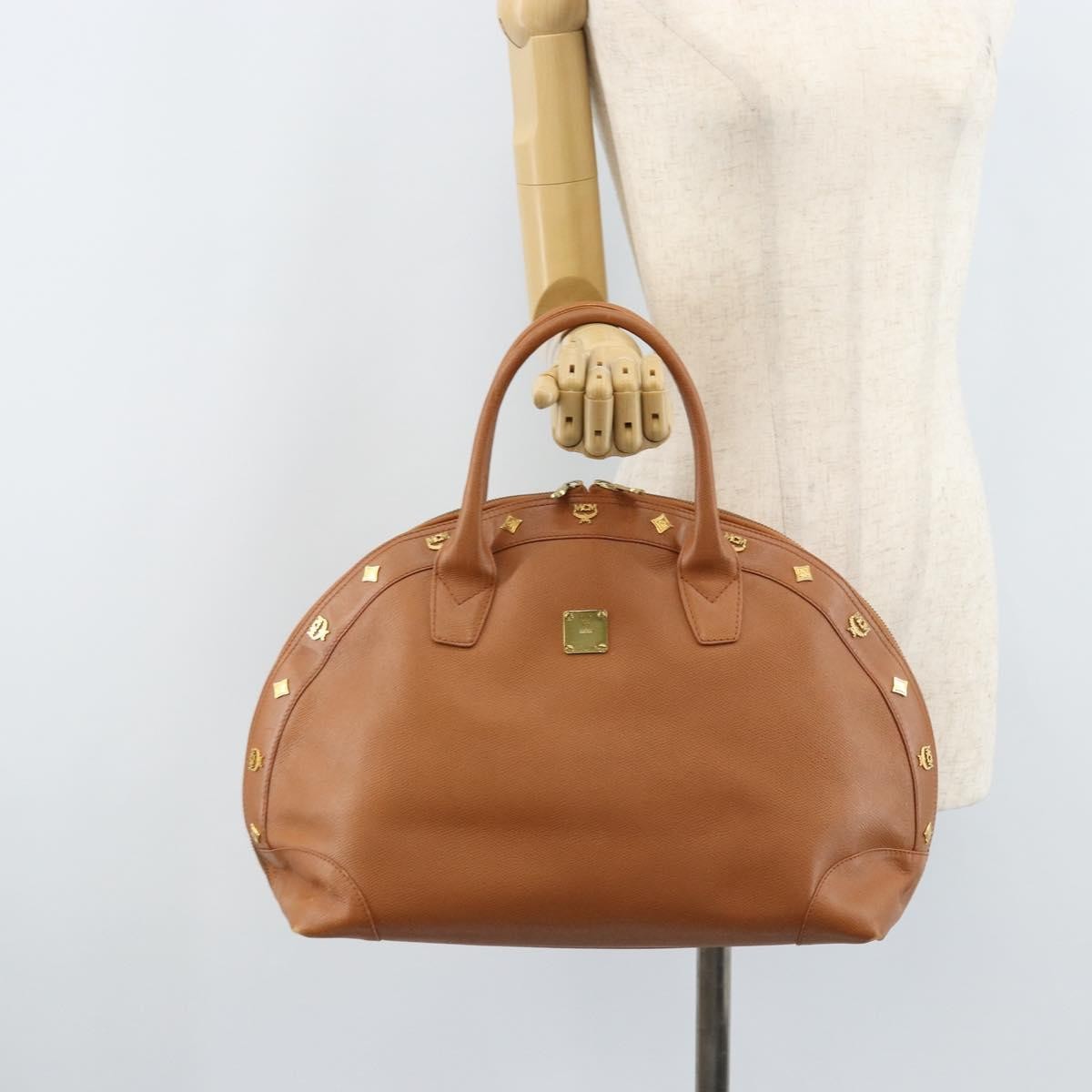MCM Vintage Handbag Leather Brown Leather Handbag (Pre-Owned)