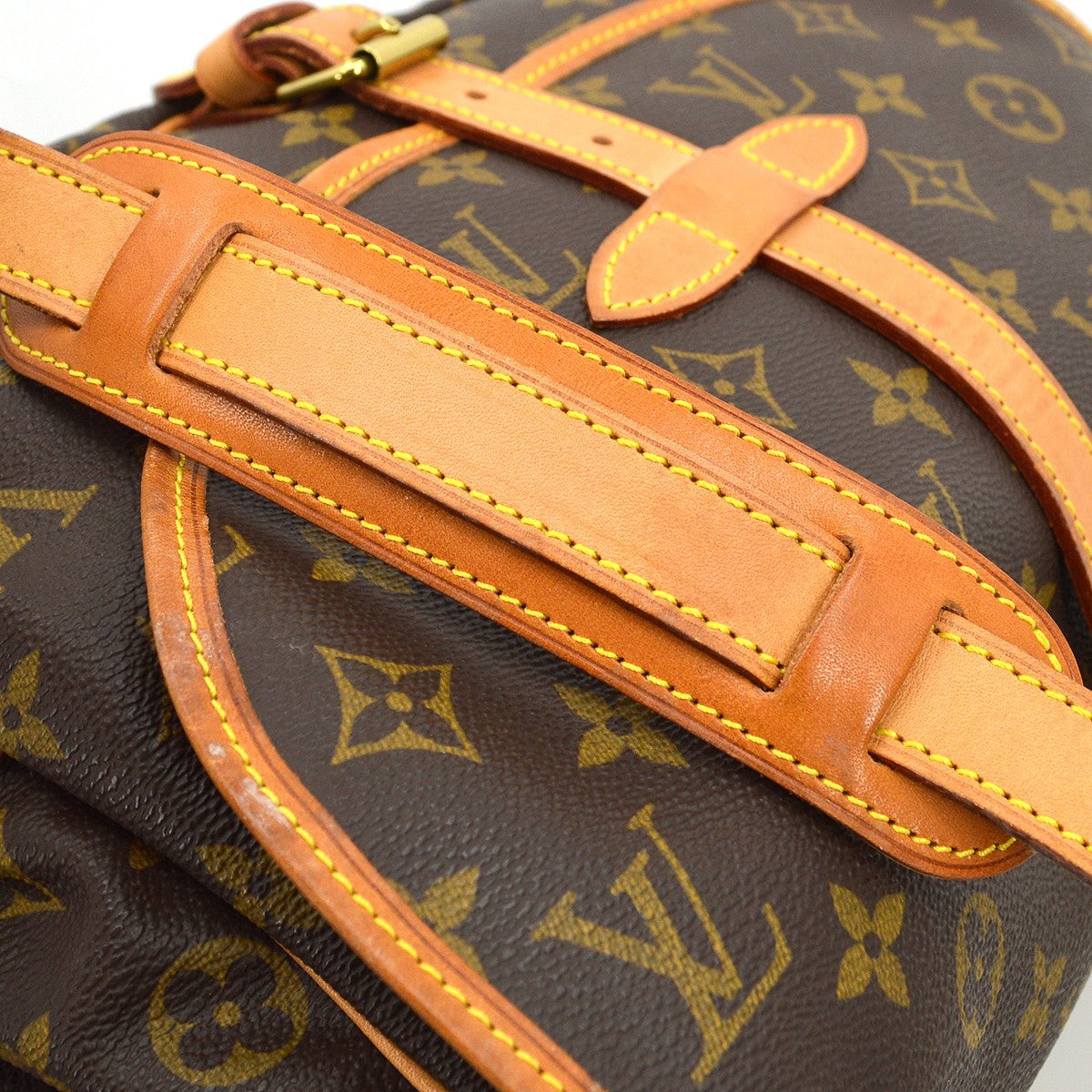Louis Vuitton Saumur Handbag Monogram Canvas Brown Canvas Shoulder Bag Bag (Pre-Owned)