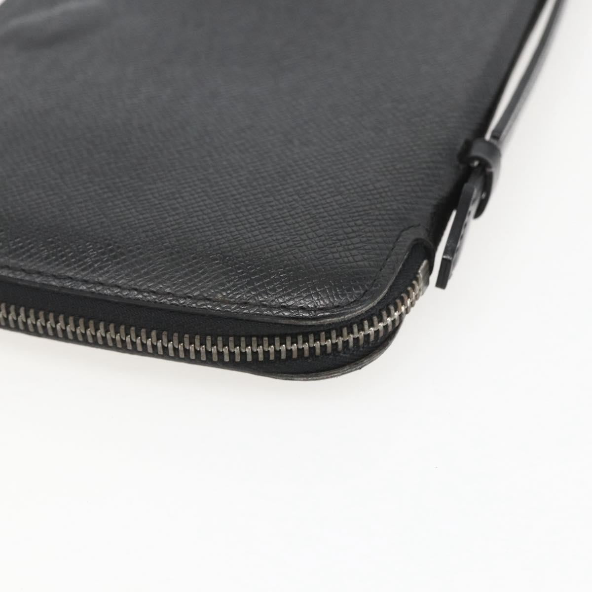Louis Vuitton Atoll Organizer Wallet Taiga Leather Black Leather Clutche & Pouche Bag (Pre-Owned)
