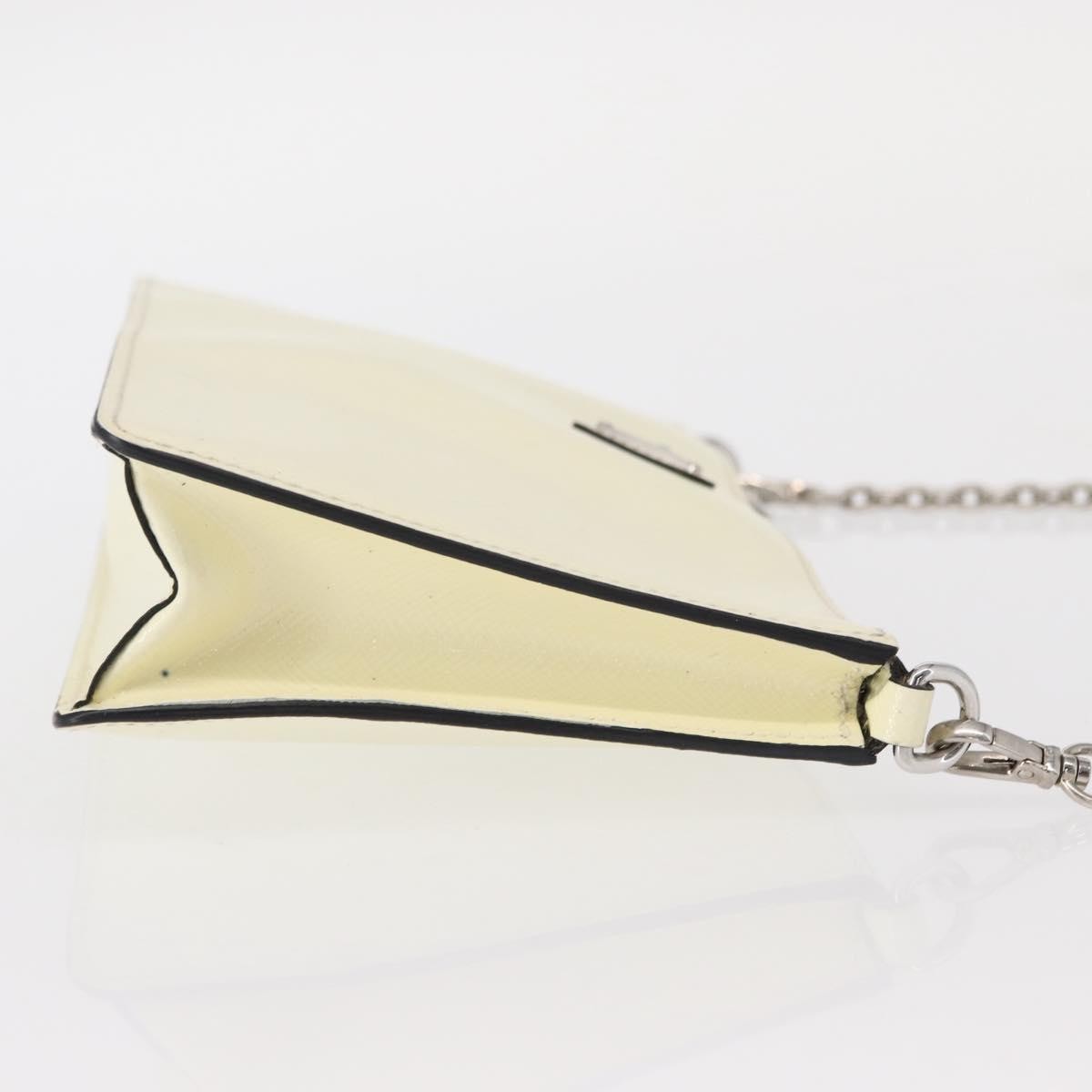 Prada Chain Crossbody Bag Vernice Saffiano Leather White Leather Shoulder Bag Bag (Pre-Owned)