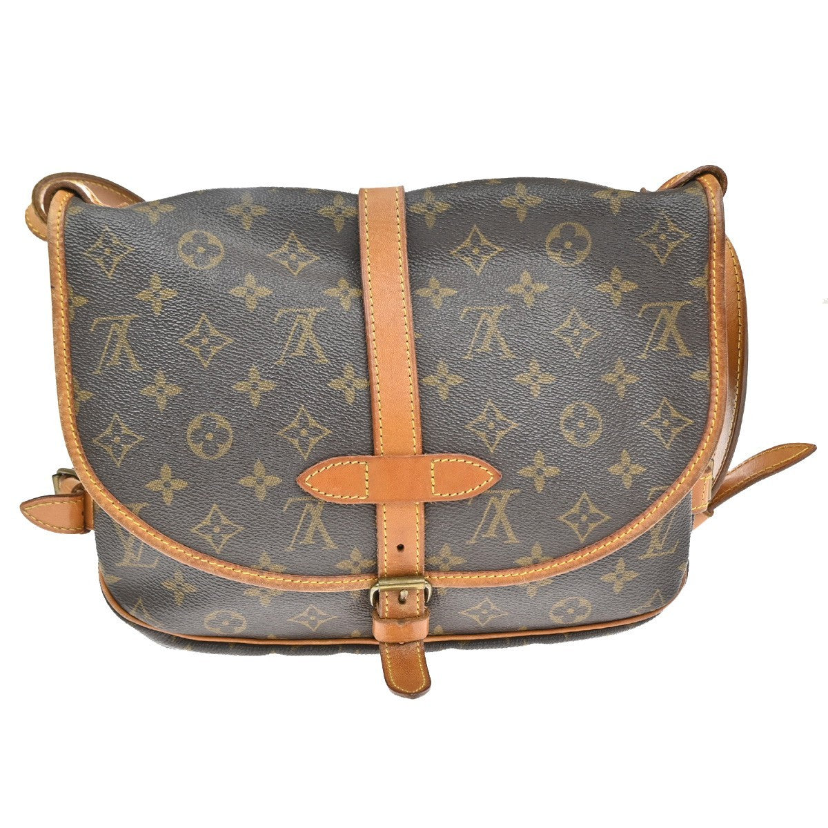 Louis Vuitton Saumur Handbag Monogram Canvas Brown Canvas Shoulder Bag Bag (Pre-Owned)