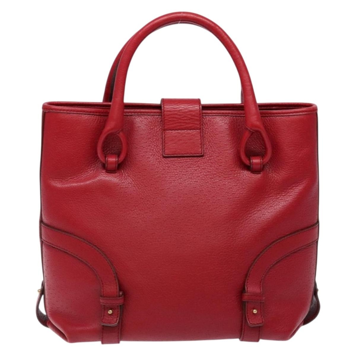 Salvatore Ferragamo Gancini Handbag Leather Red Leather Handbag (Pre-Owned)