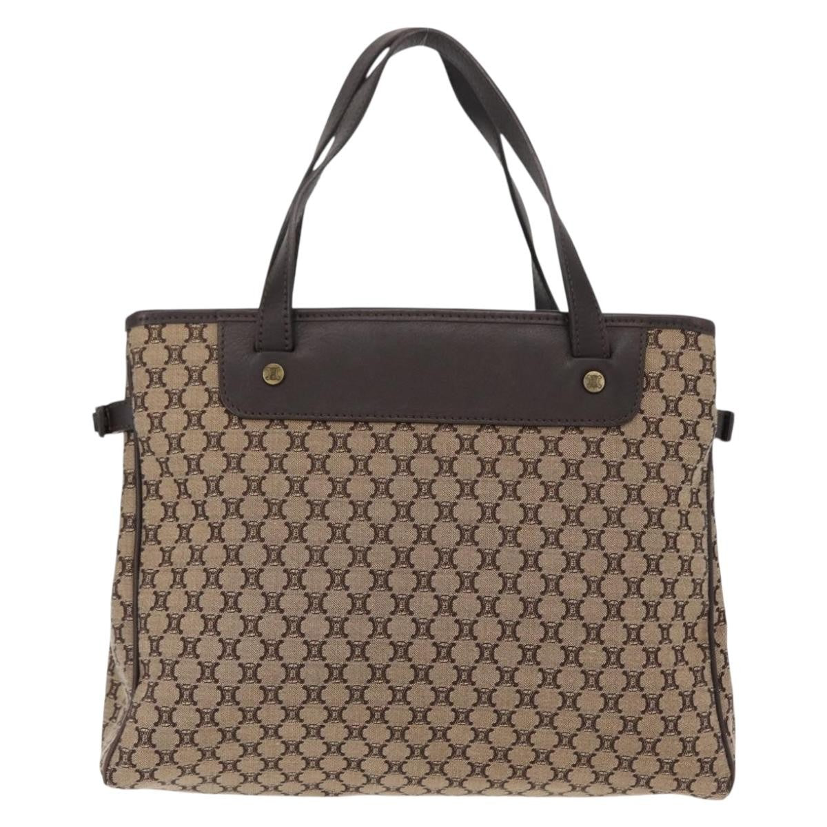 Celine Vintage Macadam Handbag Canvas Beige Canvas Handbag (Pre-Owned)