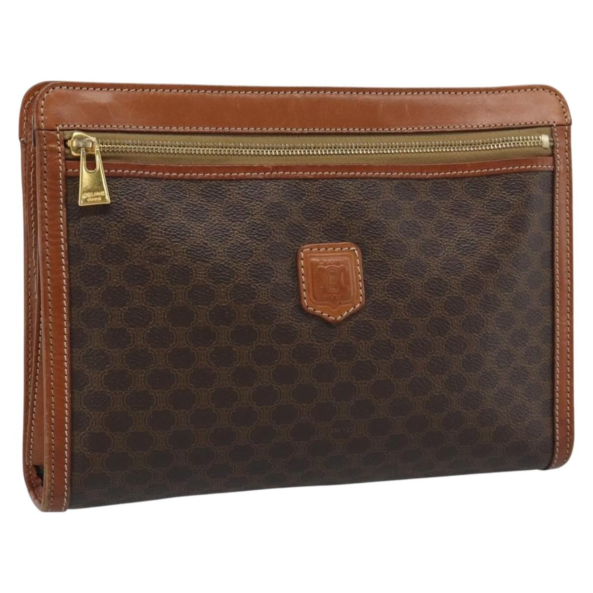 Celine Macadam Pochette Canvas Brown Canvas Clutche & Pouche Bag (Pre-Owned)