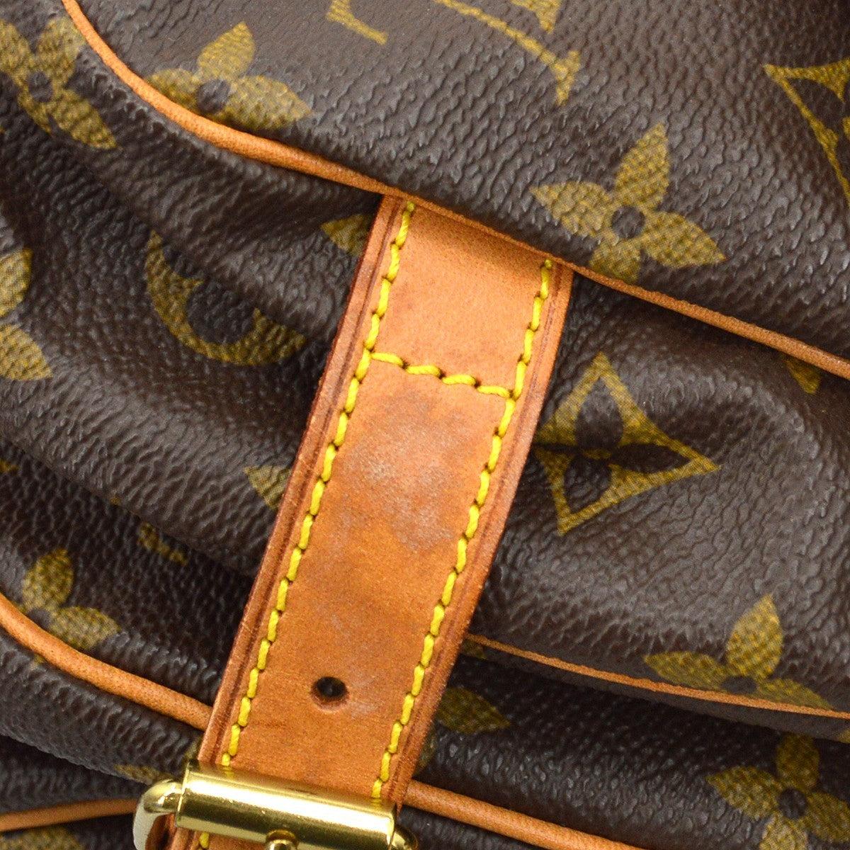 Louis Vuitton Saumur Handbag Monogram Canvas Brown Canvas Shoulder Bag Bag (Pre-Owned)