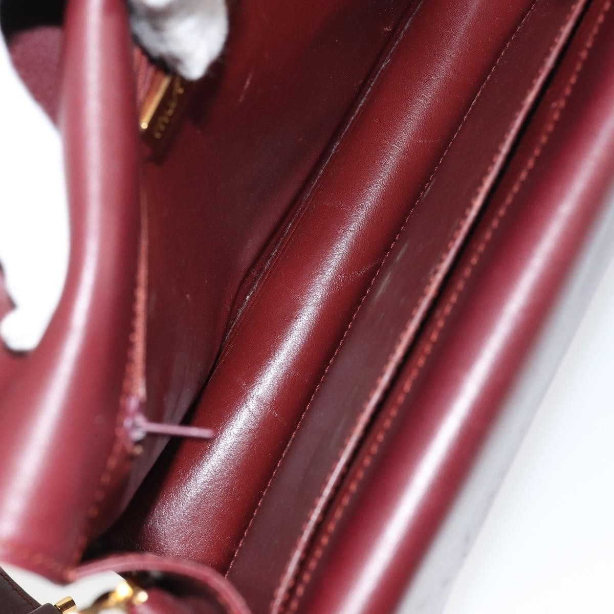 Cartier Must De Cartier Shoulder Bag Leather Burgundy Leather Shoulder Bag Bag (Pre-Owned)