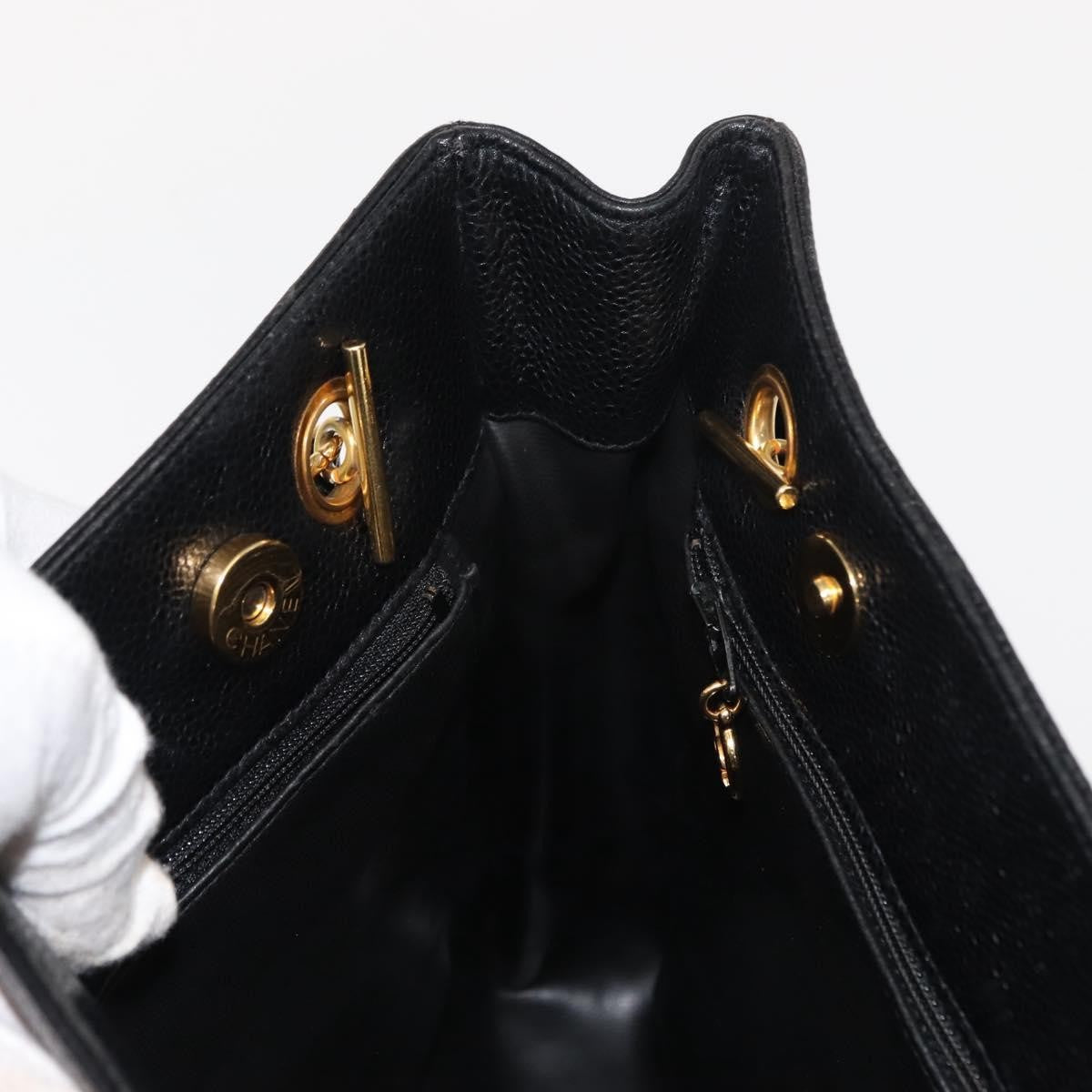 Chanel Vintage Cc Chain Tote Caviar Black Leather Tote Bag Bag (Pre-Owned)