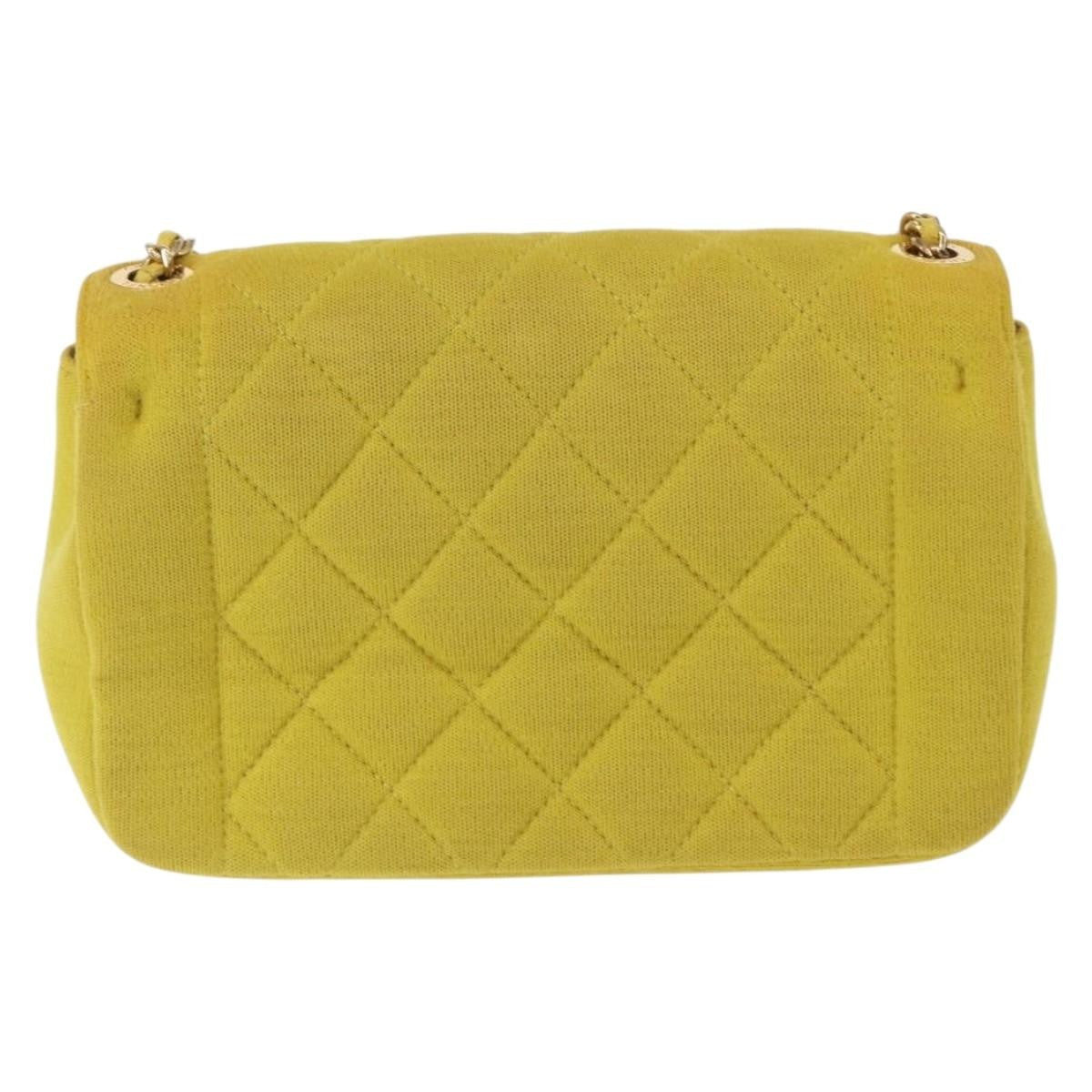 Chanel Chic With Me Flap Bag Quilted Jersey Yellow Cotton Shoulder Bag Bag (Pre-Owned)
