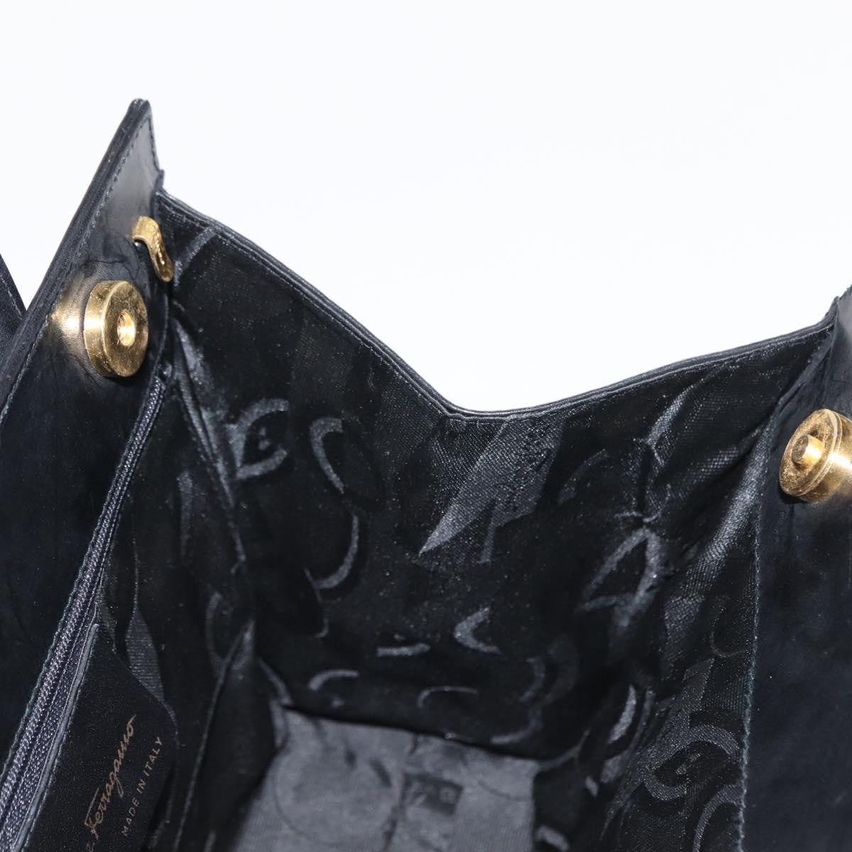 Salvatore Ferragamo Vala Handbag Leather Black Leather Handbag (Pre-Owned)
