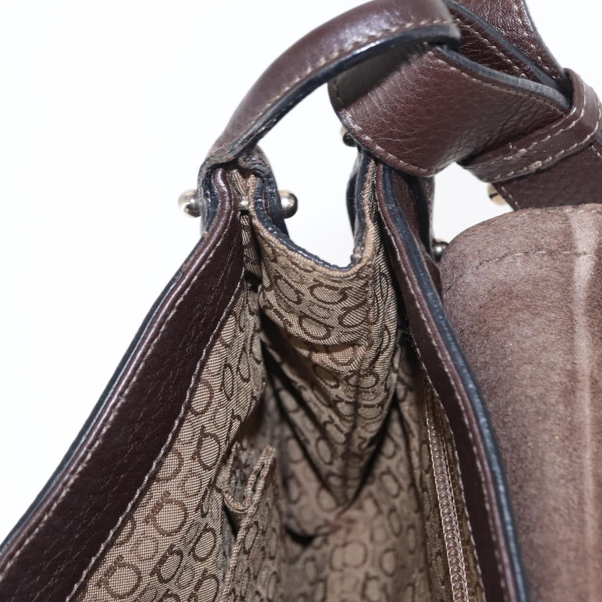 Salvatore Ferragamo Gancini Shoulder Bag Leather Brown Leather Shoulder Bag Bag (Pre-Owned)