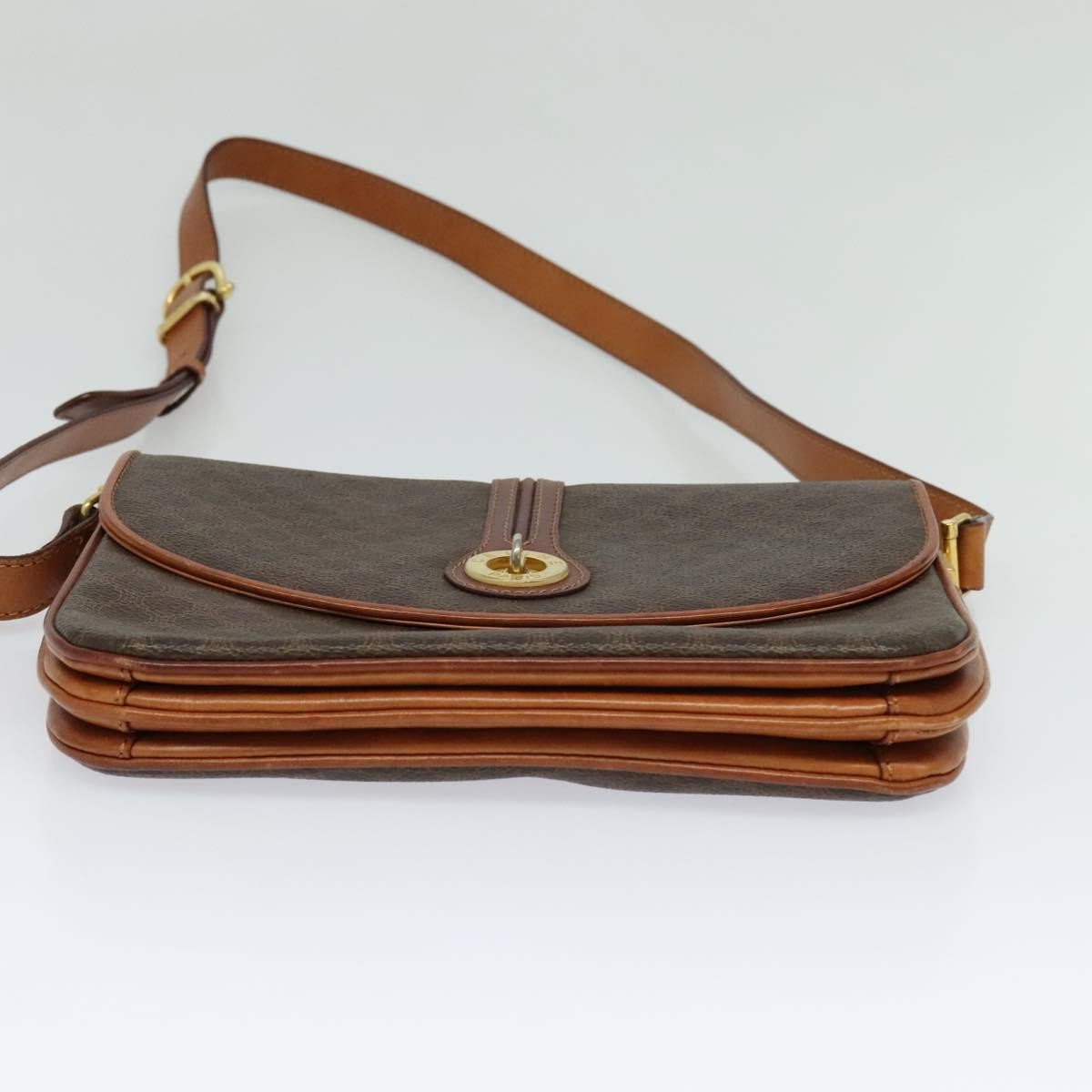 Celine Vintage Macadam Shoulder Bag Canvas And Leather Brown Canvas Shoulder Bag Bag (Pre-Owned)