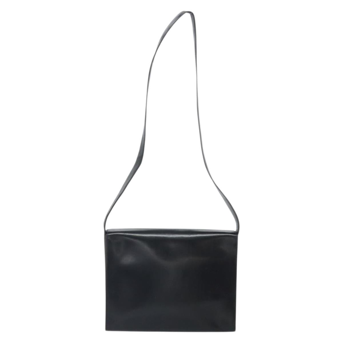 Prada Vintage Flap Shoulder Bag Leather Black Leather Shoulder Bag Bag (Pre-Owned)