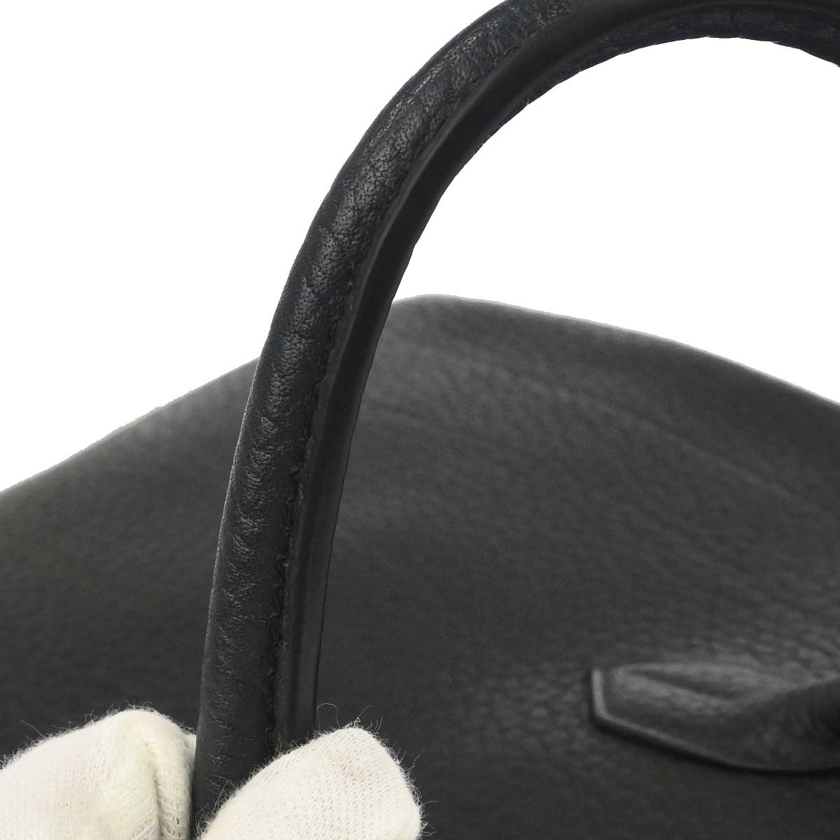 Hermes Hac Birkin Bag Black Fjord With Palladium Hardware Black Leather Handbag (Pre-Owned)