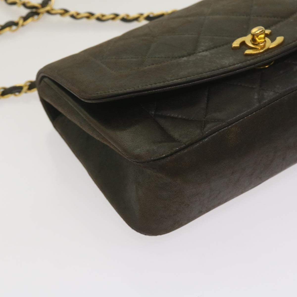 Chanel Vintage Diana Flap Bag Quilted Lambskin Black Leather Shoulder Bag Bag (Pre-Owned)