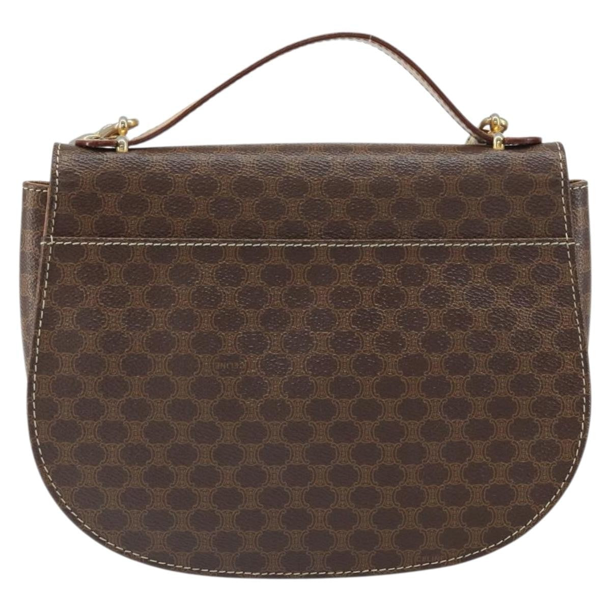 Celine Vintage Macadam Shoulder Bag Canvas And Leather Brown Canvas Shoulder Bag Bag (Pre-Owned)