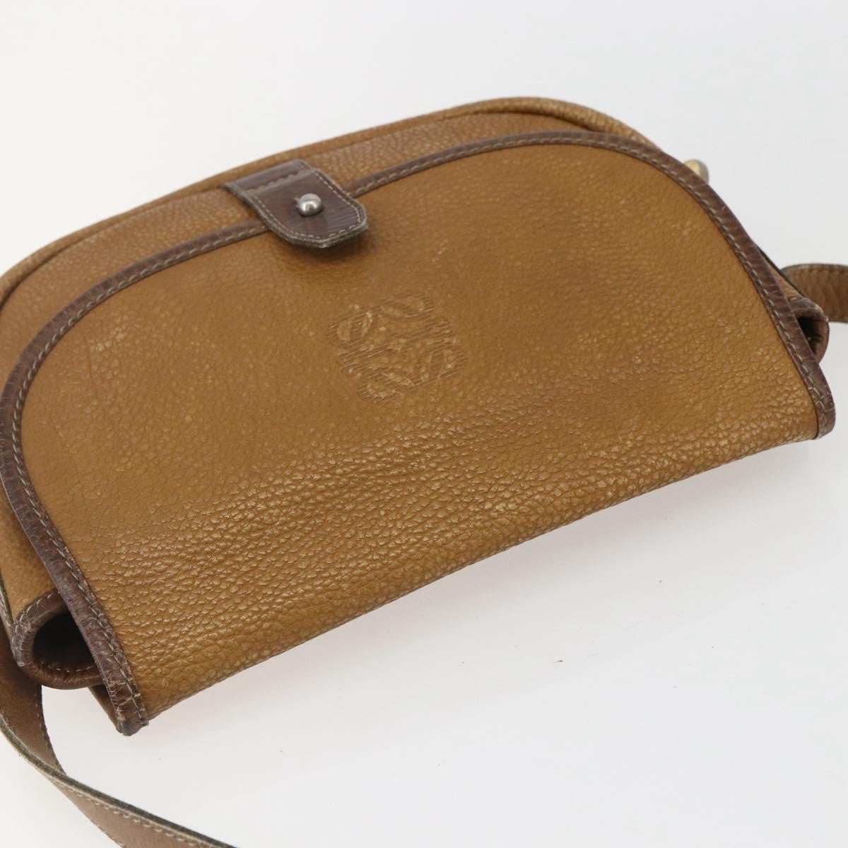 Loewe Anagram Shoulder Bag Leather Beige Leather Shoulder Bag Bag (Pre-Owned)