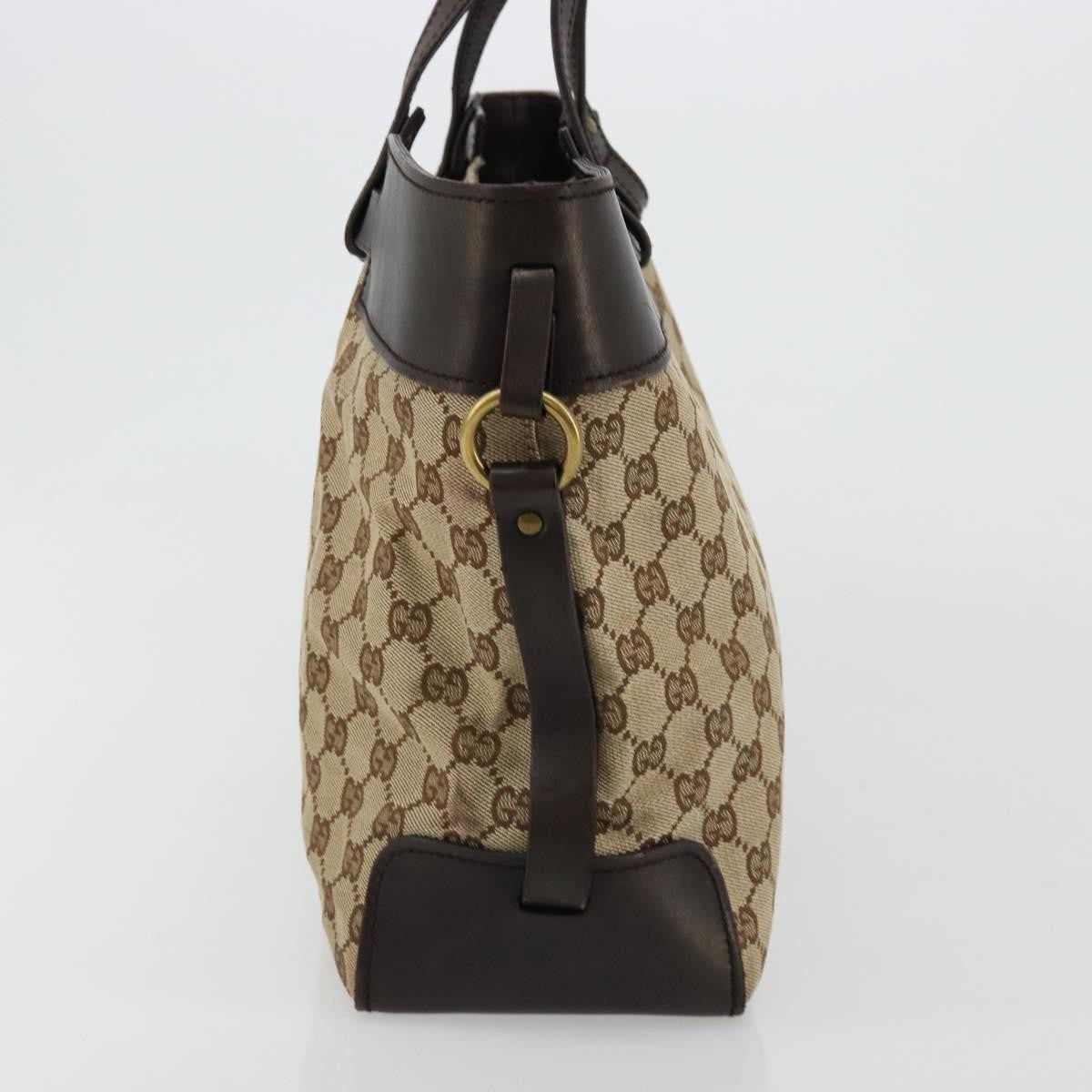 Gucci Belted Bucket Tote Gg Canvas With Leather Beige Canvas Tote Bag Bag (Pre-Owned)