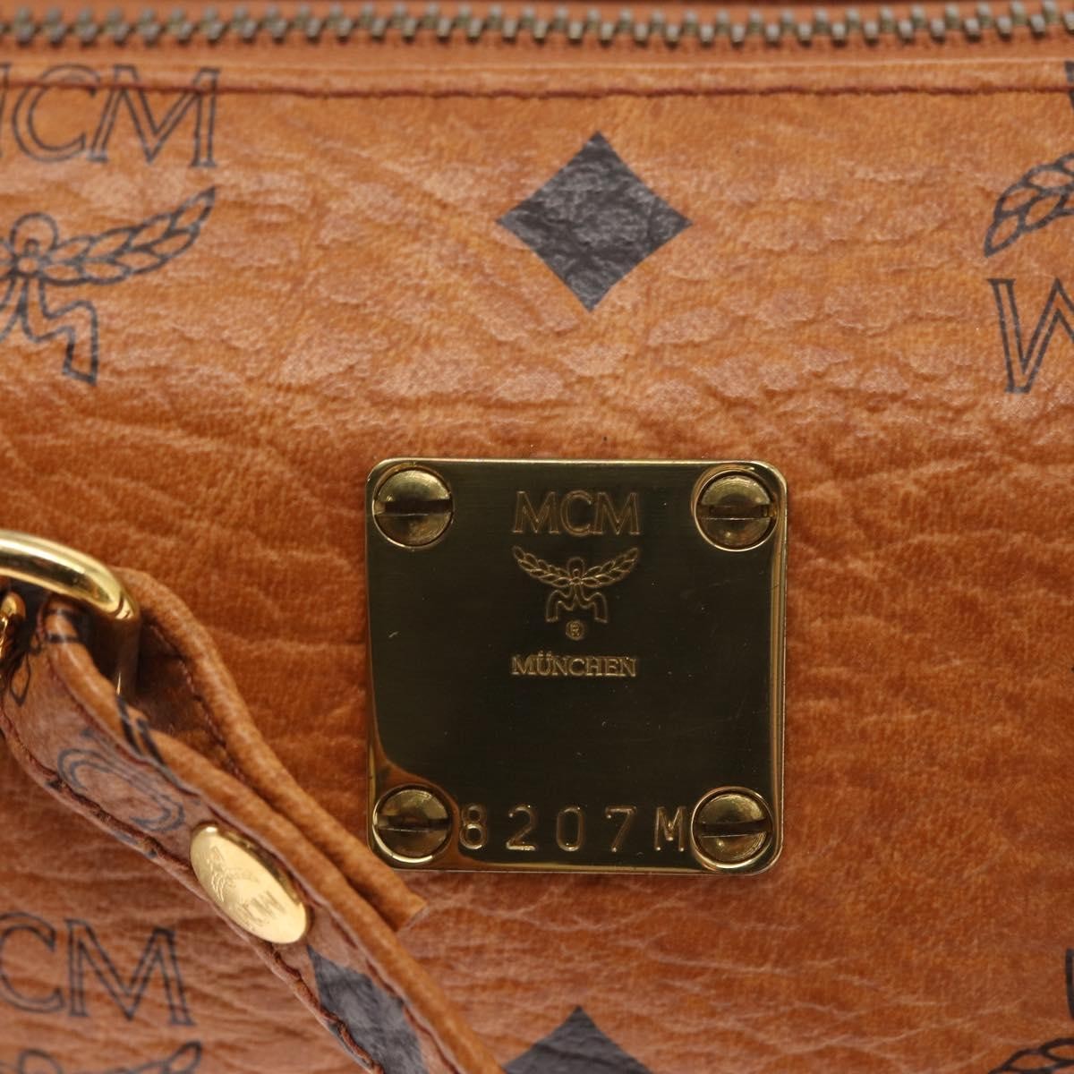 MCM Visetos Handbag Canvas And Leather Brown Canvas Handbag (Pre-Owned)