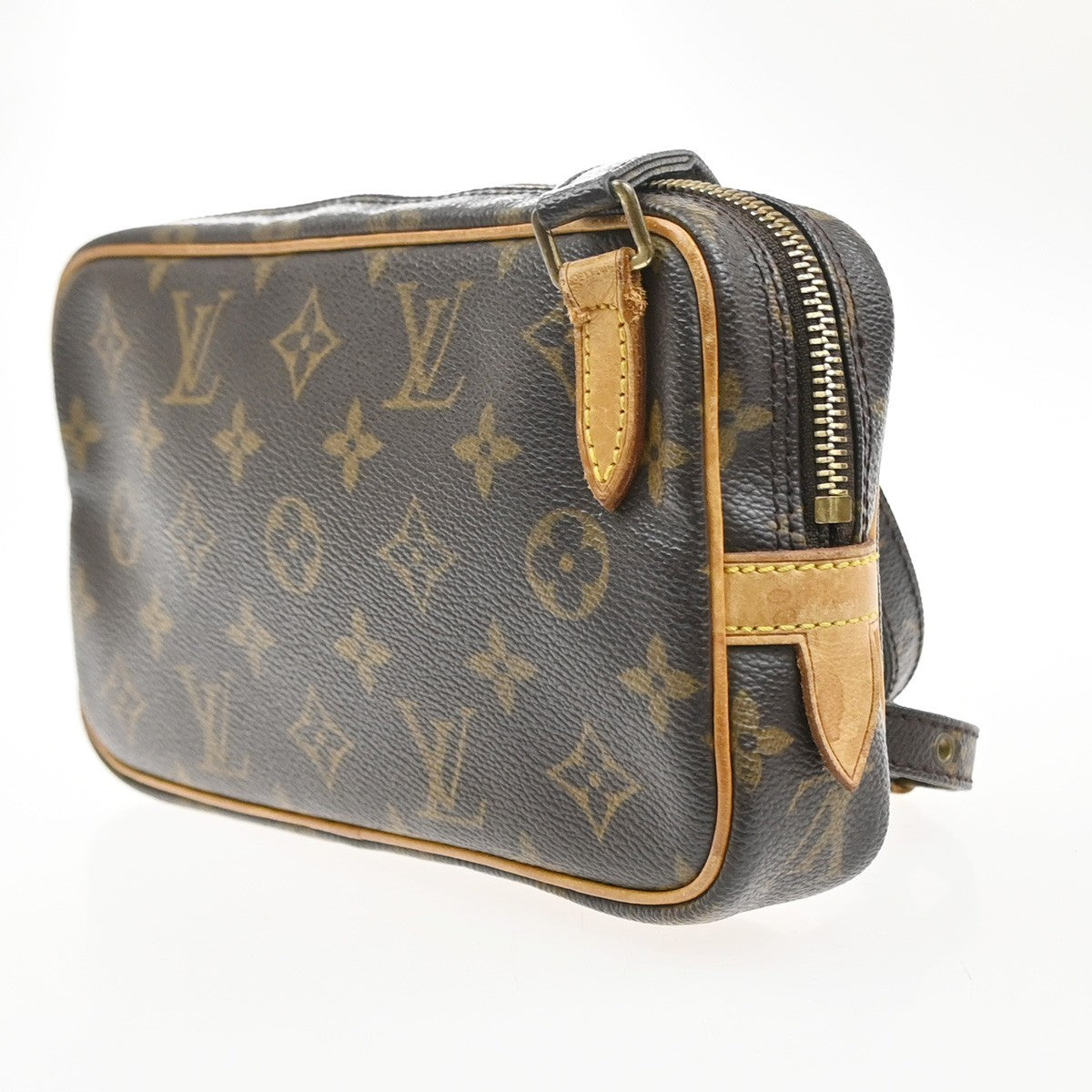 Louis Vuitton Pochette Marly Bandouliere Bag Monogram Canvas Brown Leather Shoulder Bag Bag (Pre-Owned)