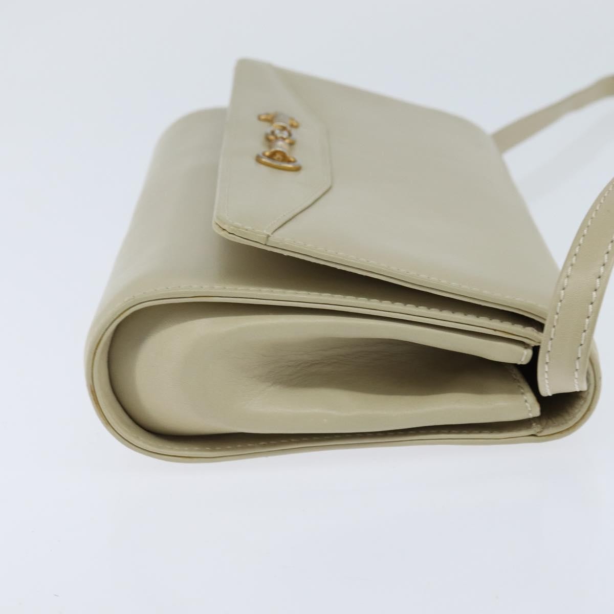 Celine Flap Shoulder Bag Leather Beige Leather Shoulder Bag Bag (Pre-Owned)