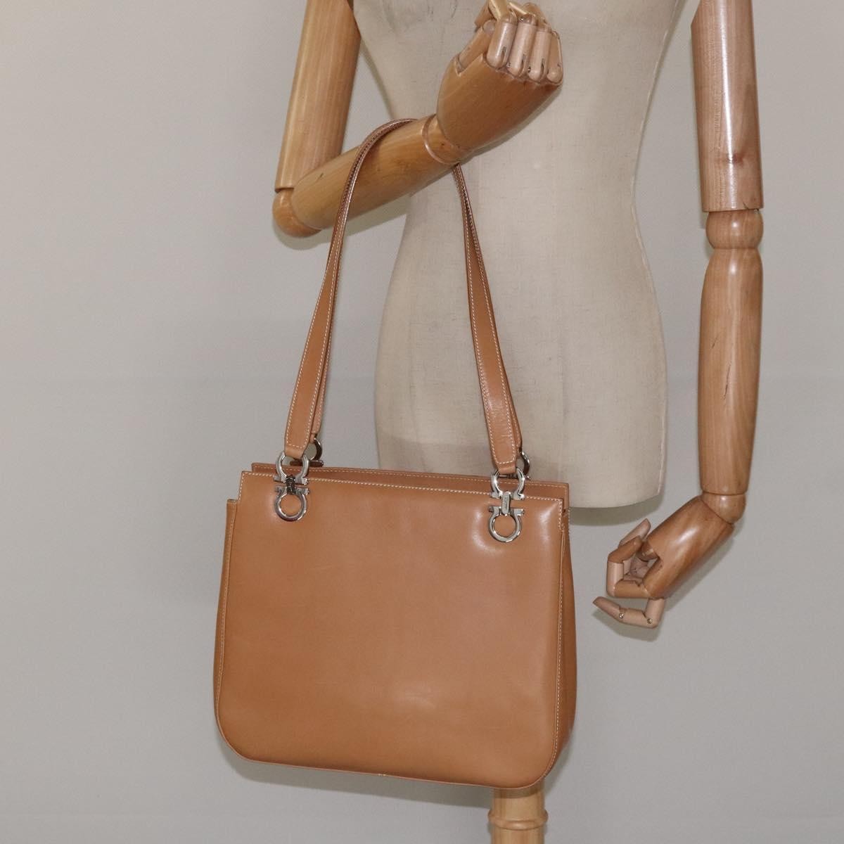 Salvatore Ferragamo Gancini Shoulder Bag Suede Brown Leather Shoulder Bag Bag (Pre-Owned)
