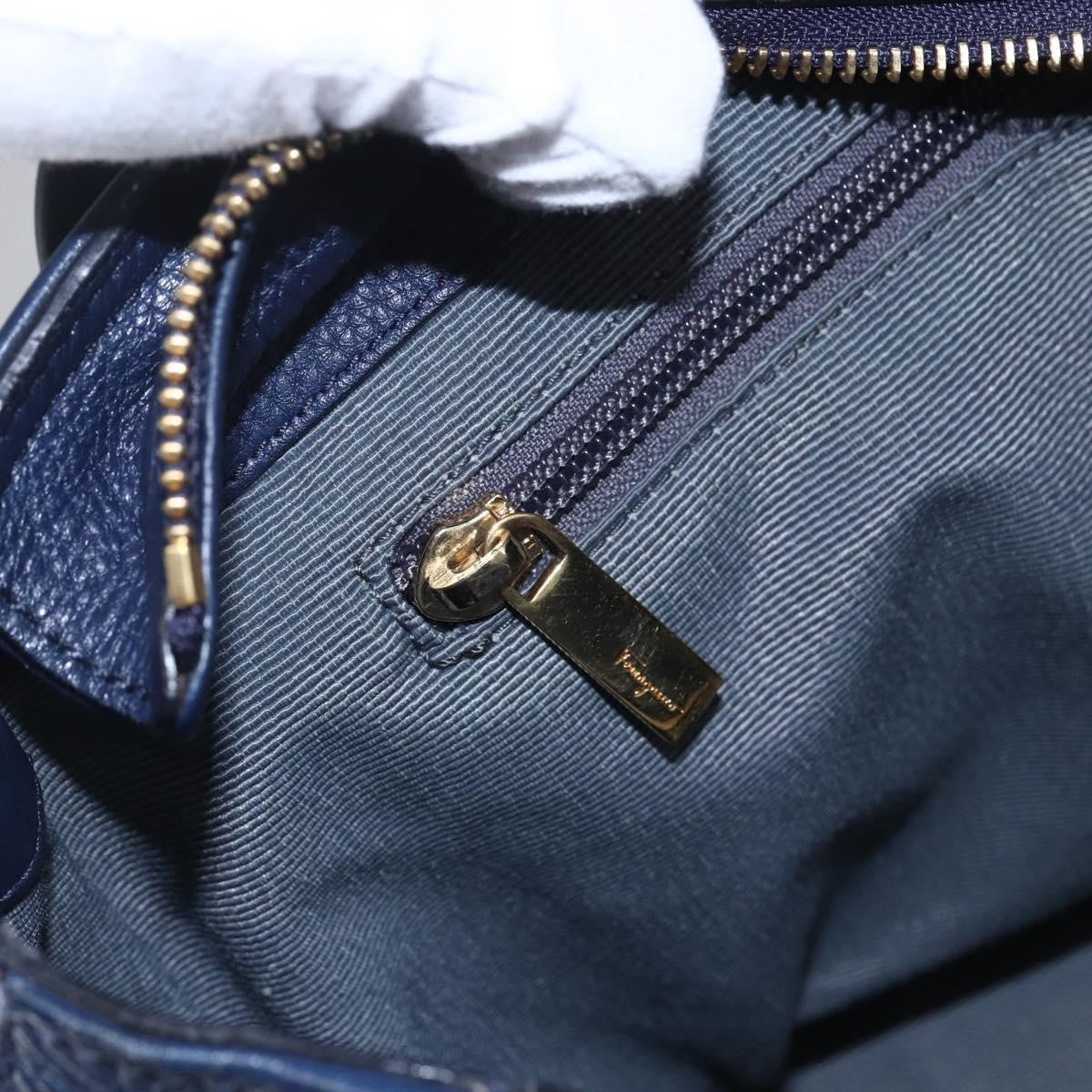 Salvatore Ferragamo Izzie Gancini Embossed Tote Soft Calf Blue Leather Tote Bag Bag (Pre-Owned)