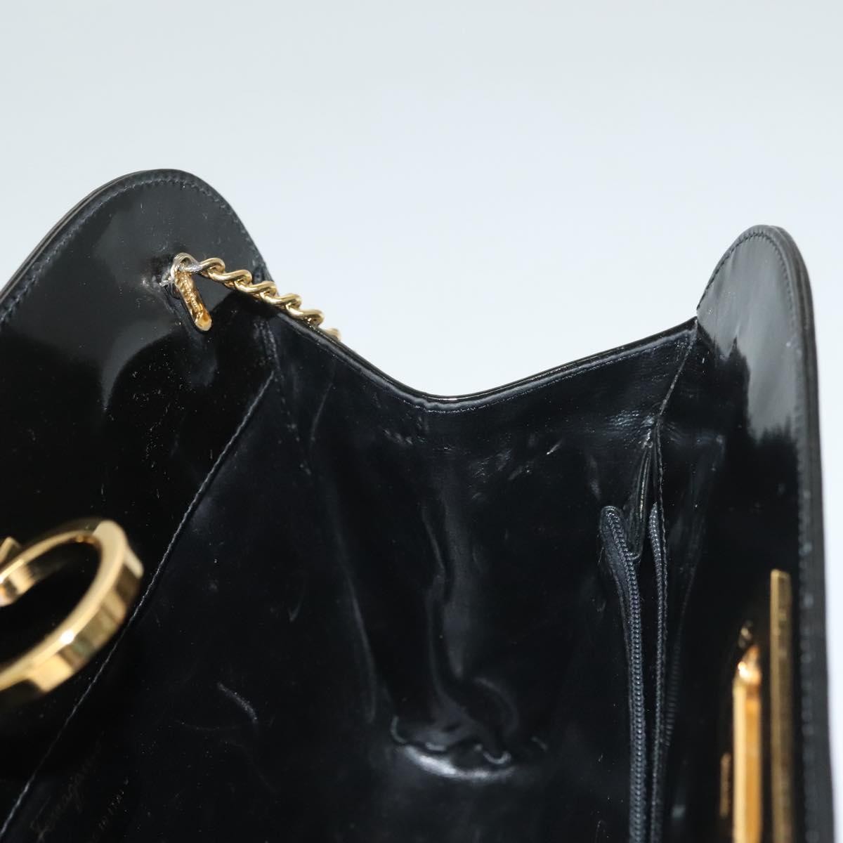 Salvatore Ferragamo Vintage Gancini Chain Shoulder Bag Patent Leather Black Patent_Leather Shoulder Bag Bag (Pre-Owned)