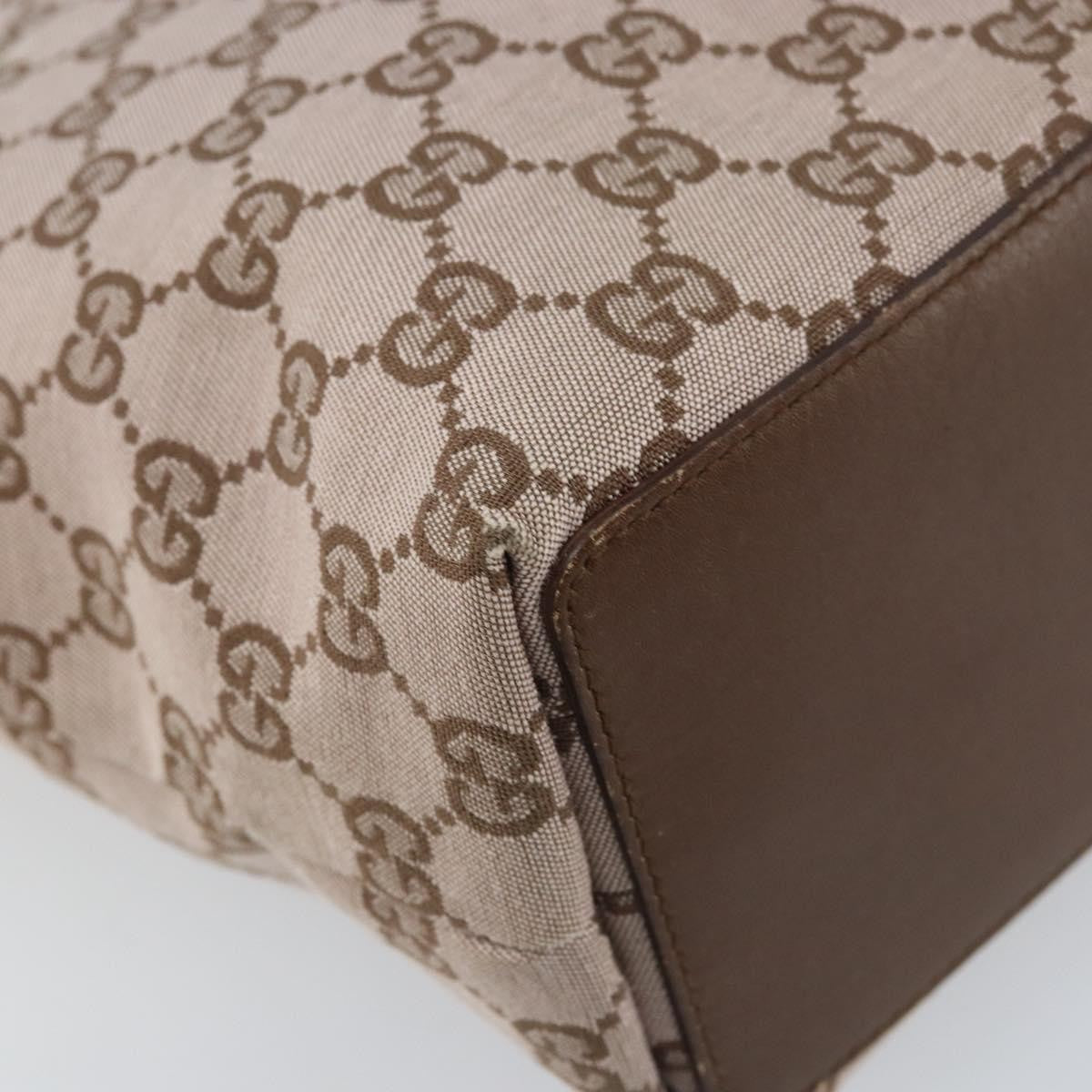 Gucci Vintage Bucket Shopping Tote Gg Canvas Brown Canvas Tote Bag Bag (Pre-Owned)