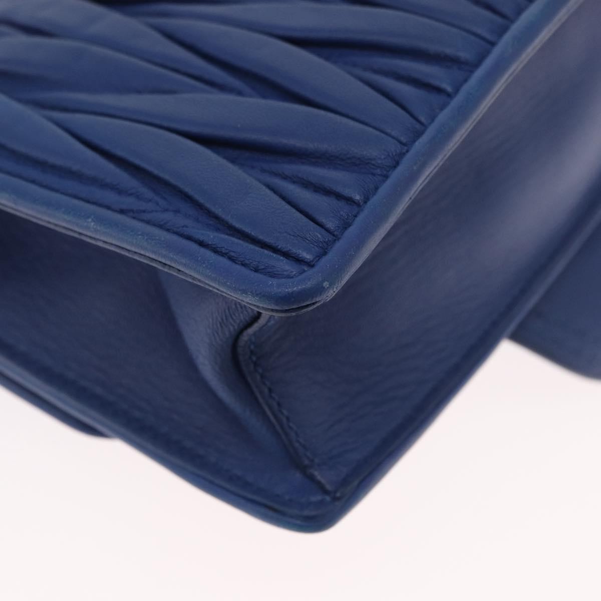 Miu Miu Madras Crystal Buckle Shoulder Bag Leather Blue Leather Shoulder Bag Bag (Pre-Owned)