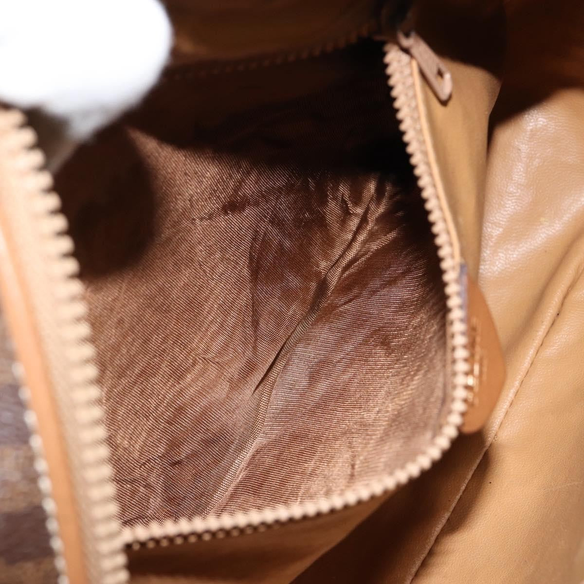Celine Vintage Macadam Shoulder Bag Canvas And Leather Brown Canvas Shoulder Bag Bag (Pre-Owned)
