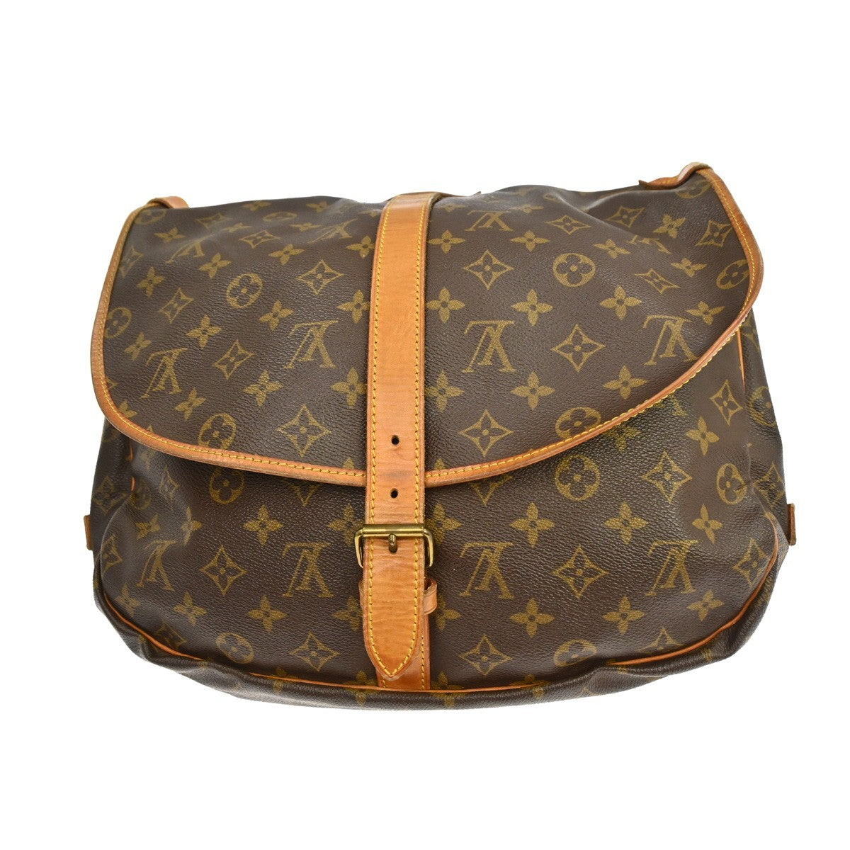 Louis Vuitton Saumur Handbag Monogram Canvas Brown Canvas Shoulder Bag Bag (Pre-Owned)