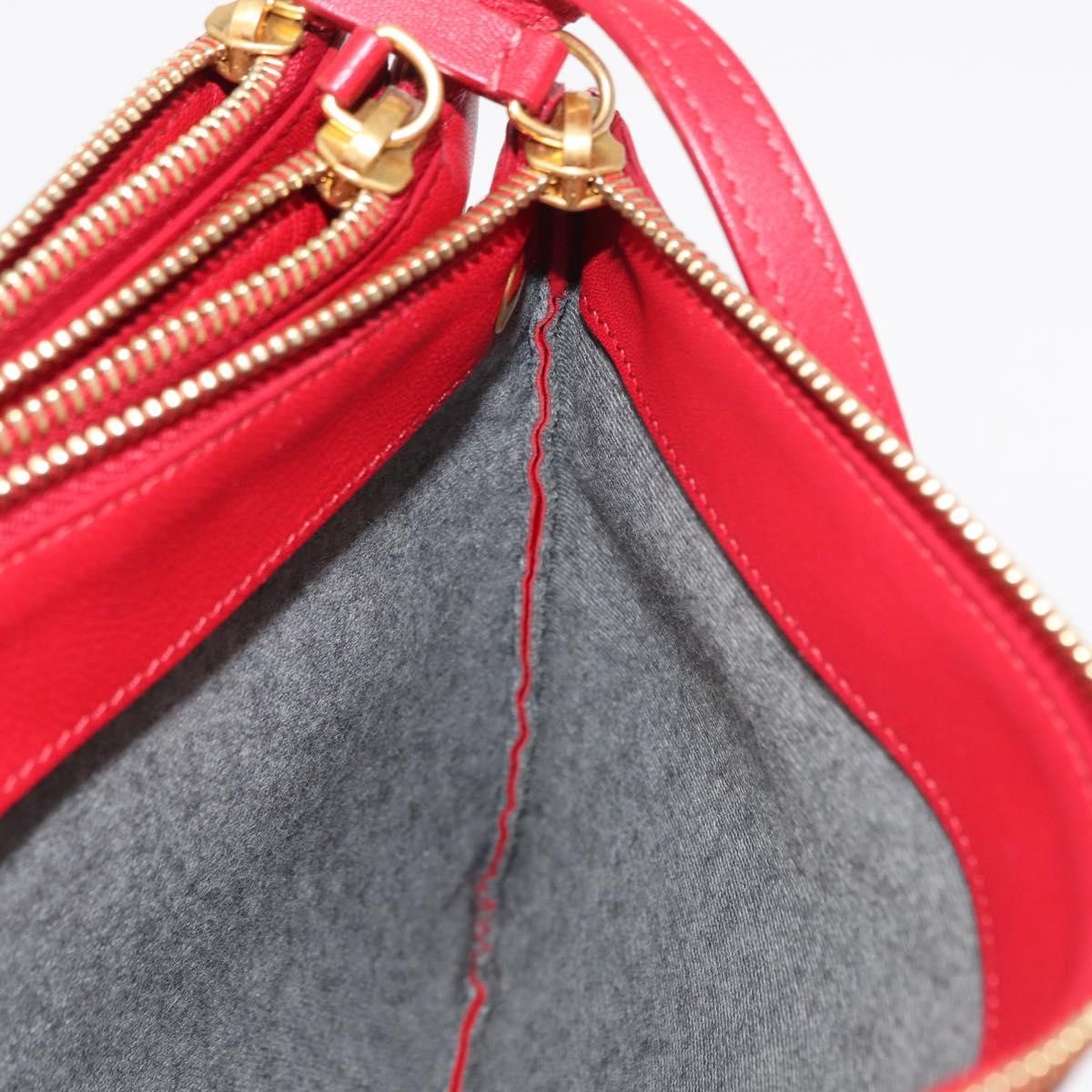 Celine Trio Crossbody Bag Leather Red Leather Shoulder Bag Bag (Pre-Owned)