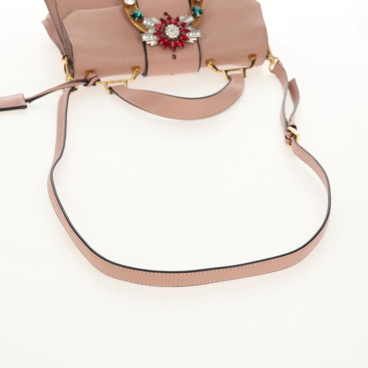 Miu Miu Madras Crystal Buckle Shoulder Bag Leather Pink Leather Handbag (Pre-Owned)