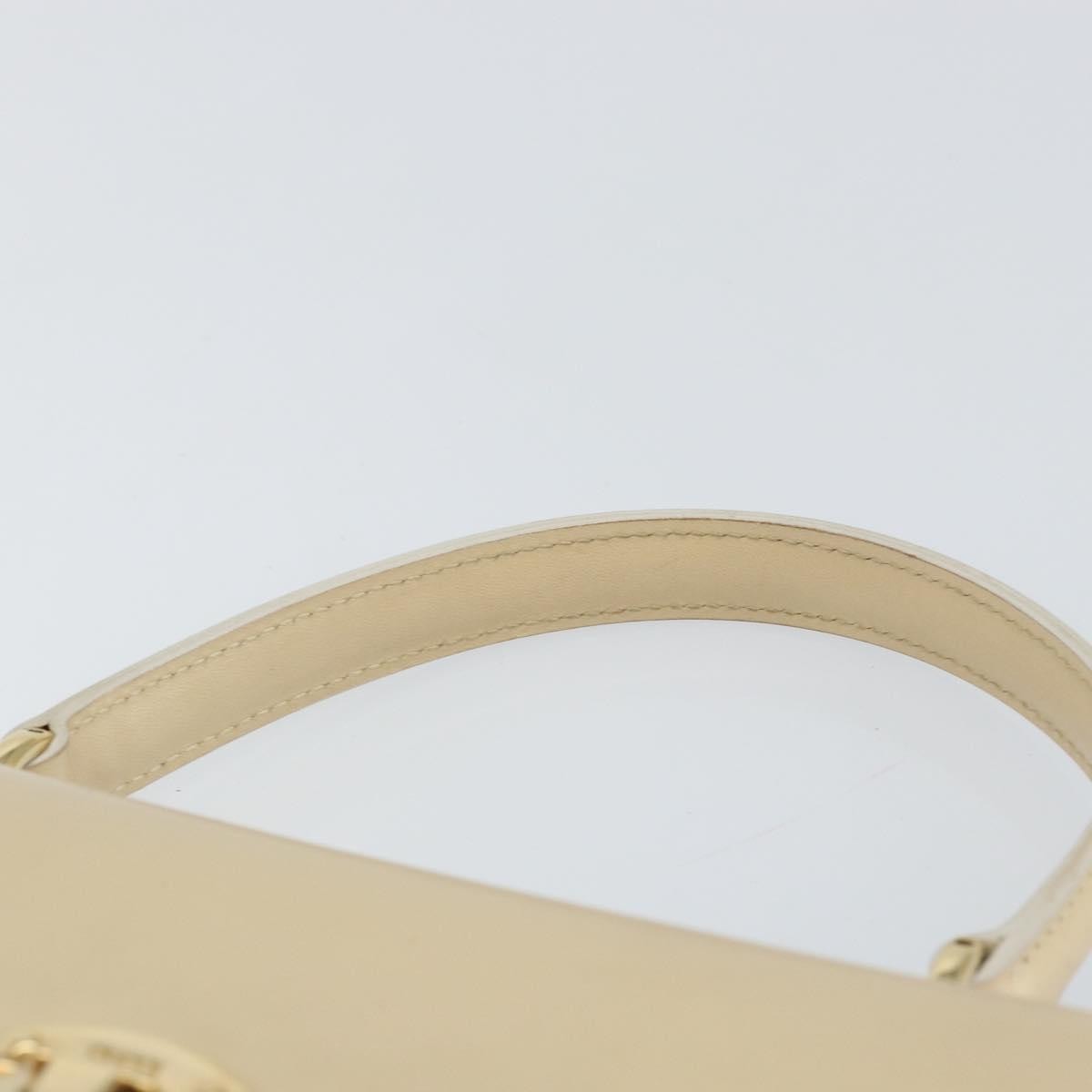 Gucci Vintage Lady Lock Top Handle Bag Leather Beige Leather Handbag (Pre-Owned)