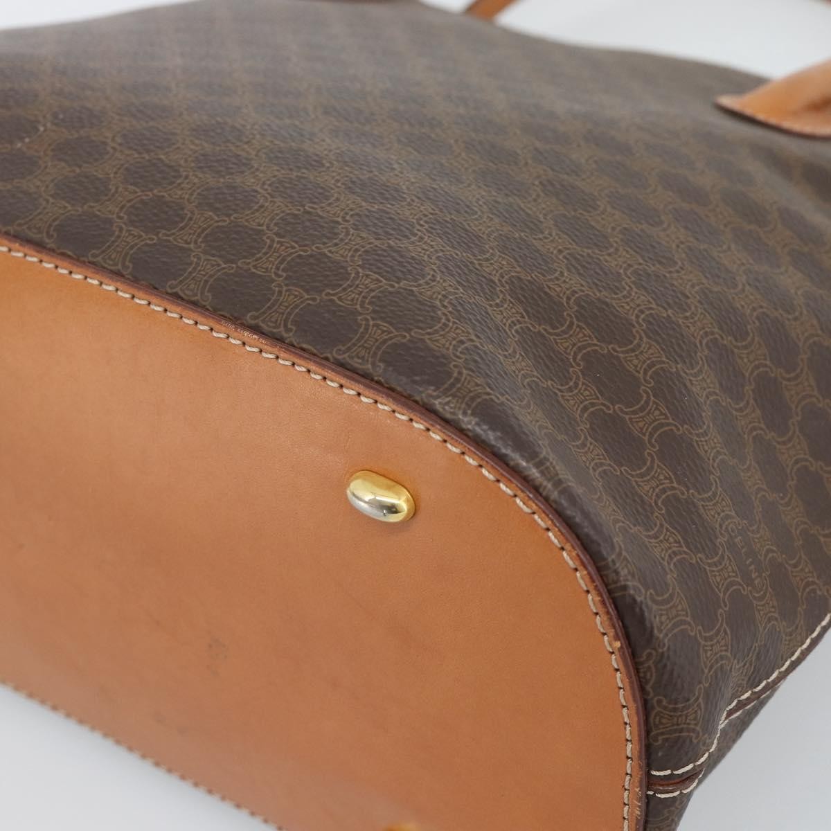 Celine Vintage Macadam Handbag Canvas Brown Canvas Handbag (Pre-Owned)