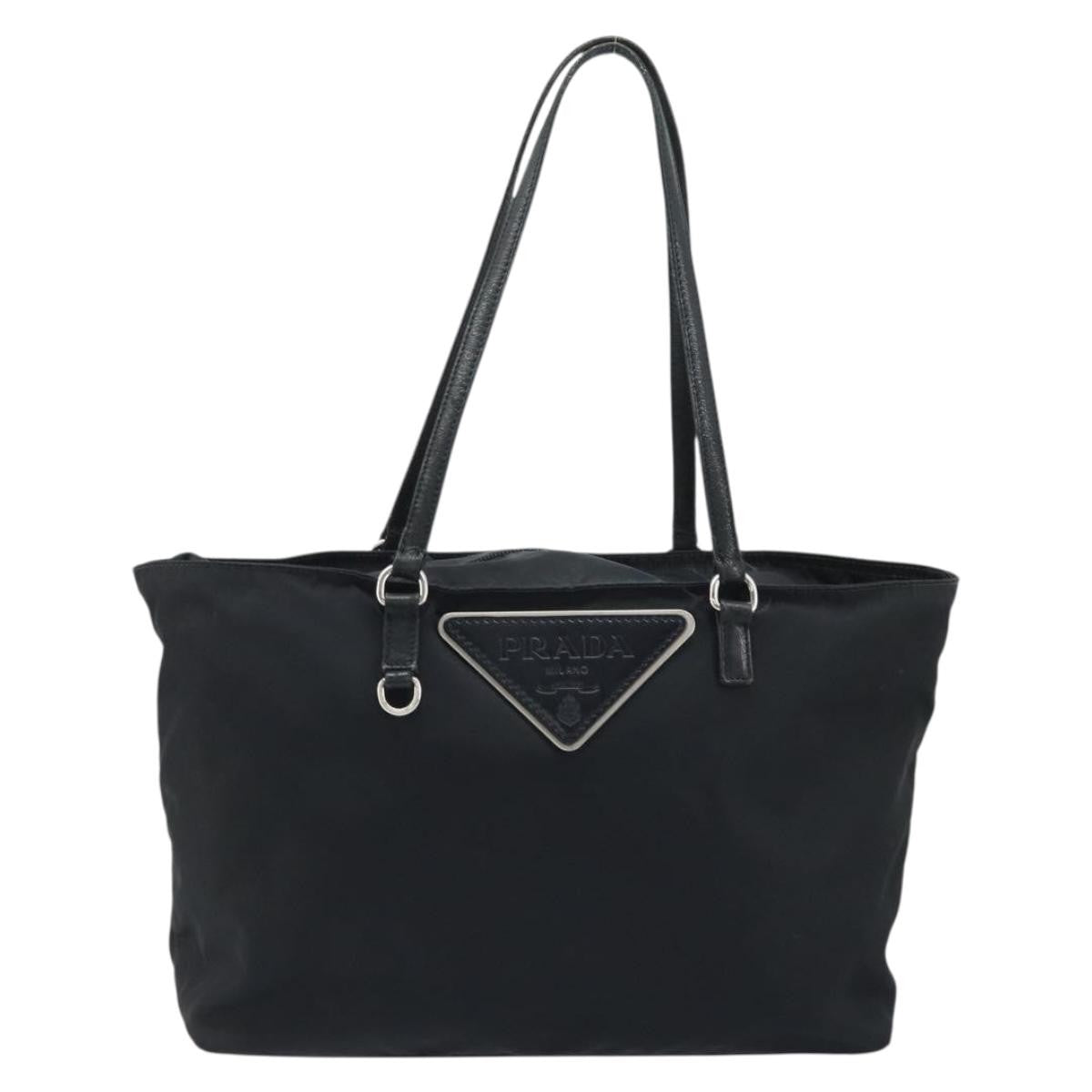 Prada Vintage Zip Tote Tessuto Black Nylon Tote Bag Bag (Pre-Owned)
