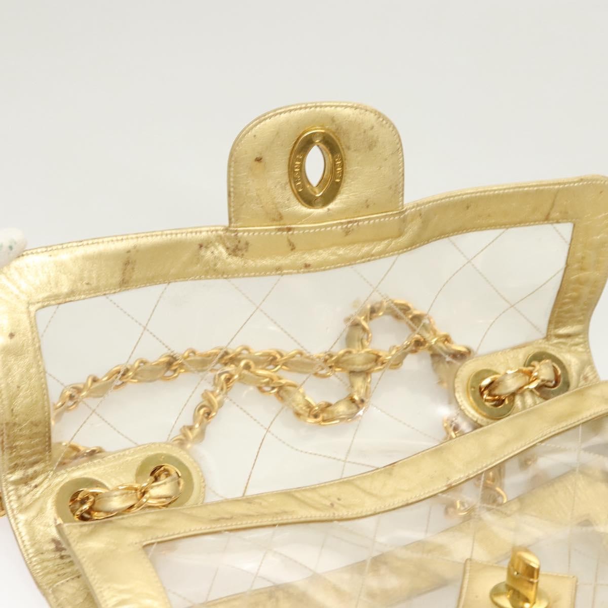 Chanel Classic Single Flap Bag Quilted Applique Vinyl Clear Vinyl Bag (Pre-Owned)