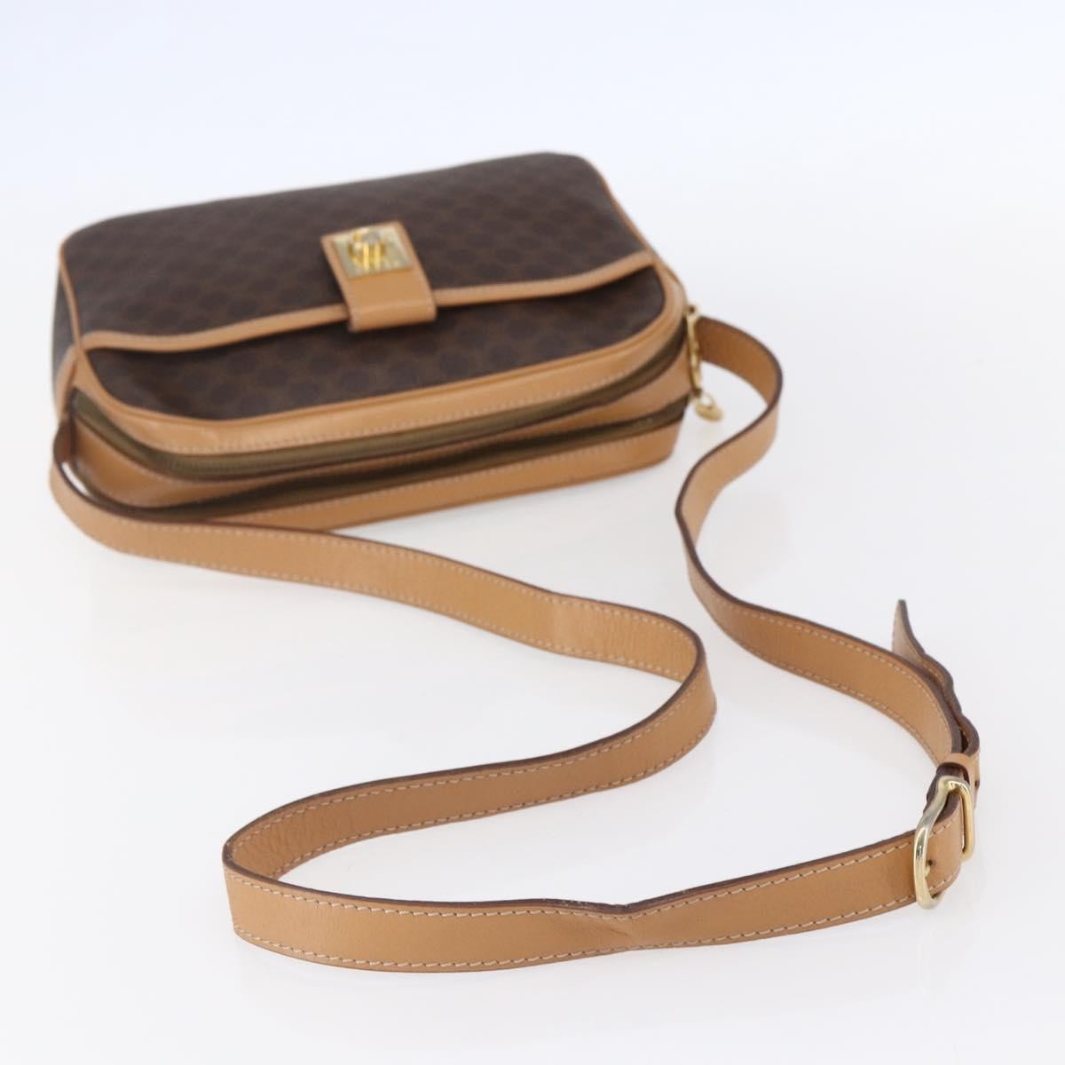 Celine Macadam Shoulder Bag Pvc Leather Brown Pvc Shoulder Bag Bag (Pre-Owned)