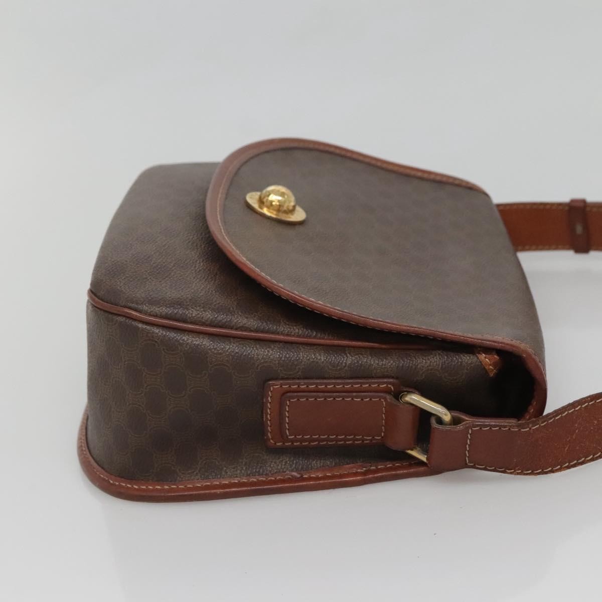 Celine Vintage Macadam Shoulder Bag Canvas And Leather Brown Canvas Shoulder Bag Bag (Pre-Owned)