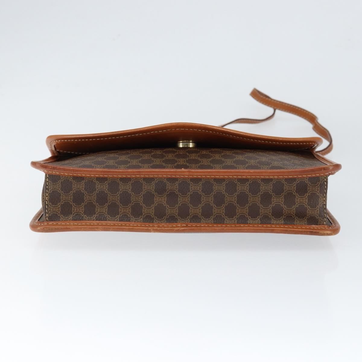 Celine Vintage Macadam Circle Logo Shoulder Bag Canvas And Leather Brown Canvas Shoulder Bag Bag (Pre-Owned)