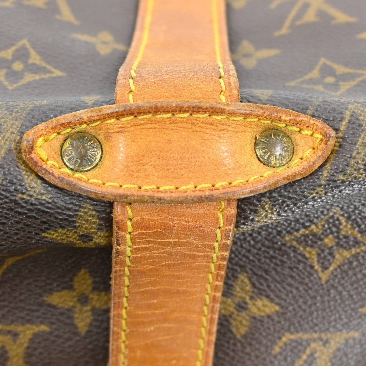 Louis Vuitton Saumur Handbag Monogram Canvas Brown Canvas Shoulder Bag Bag (Pre-Owned)