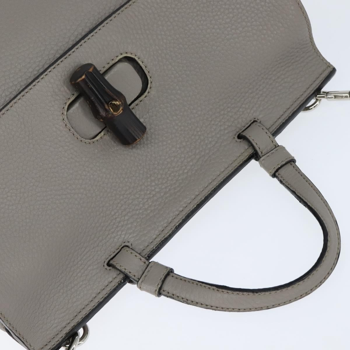 Gucci Bamboo Daily Top Handle Bag Leather Gray Leather Handbag (Pre-Owned)