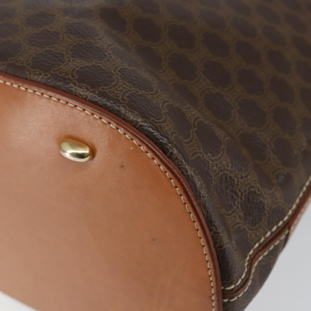 Celine Vintage Macadam Handbag Macadam Brown Canvas Bag (Pre-Owned)