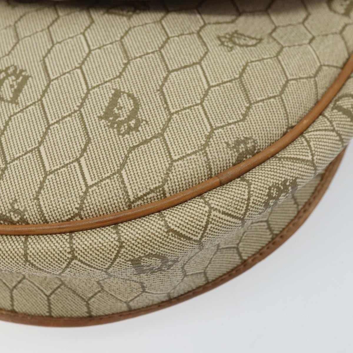 Christian Dior Vintage Honeycomb Shoulder Bag Canvas And Leather Beige Canvas Shoulder Bag Bag (Pre-Owned)