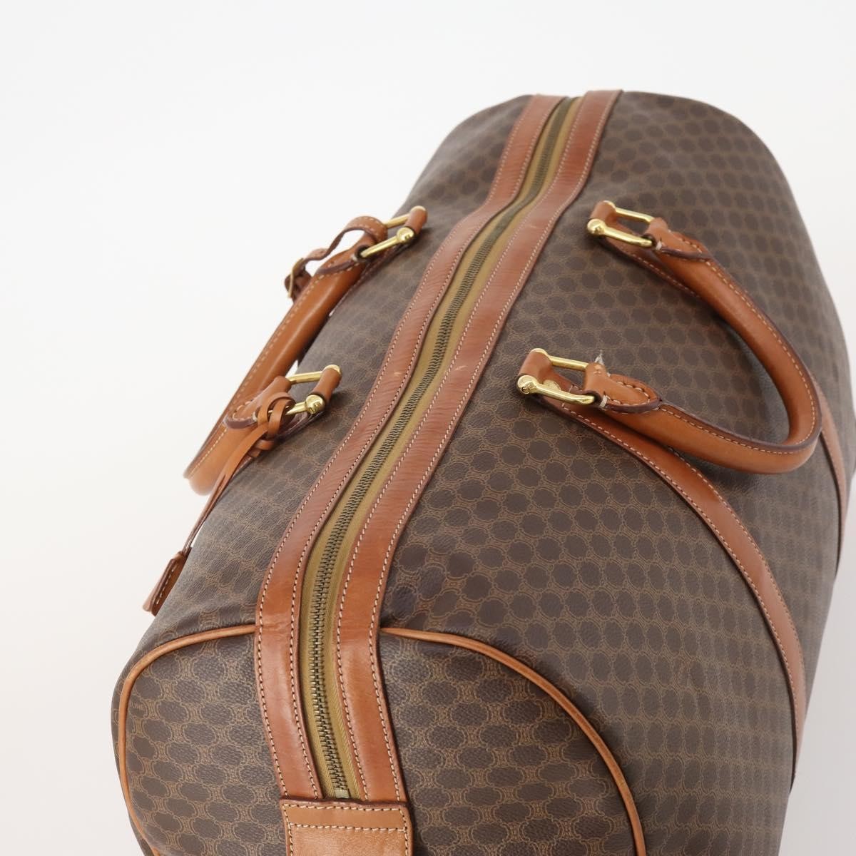 Celine Vintage Macadam Boston Bag Canvas And Leather Brown Pvc Handbag (Pre-Owned)