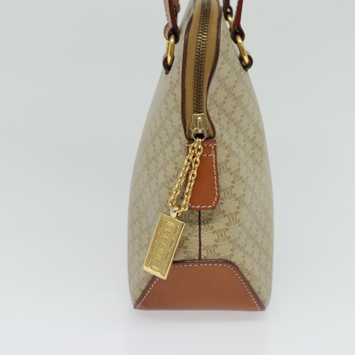 Celine Vintage Macadam Handbag Canvas Beige Canvas Handbag (Pre-Owned)