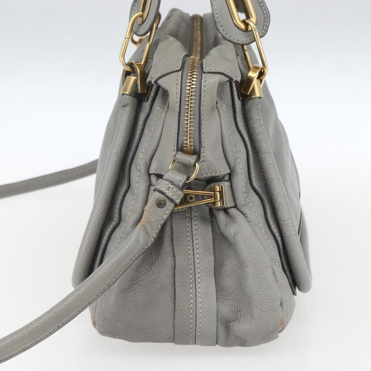 Chloe Paraty Top Handle Bag Leather Gray Leather Handbag (Pre-Owned)