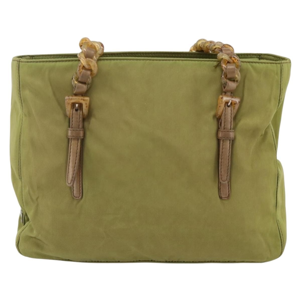Prada Vintage Tote Tessuto Khaki Nylon Tote Bag Bag (Pre-Owned)